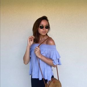 Rattan round bag from Bali! Green on the inside.